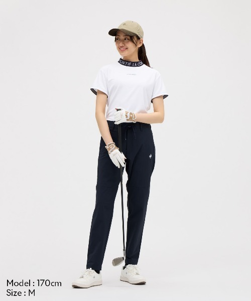 le coq sportif GOLF(ルコックスポルティフゴルフ)の「【le coq sportif GOLF】ワイドシルエットモックネック半袖シャツ ゴルフウェア(Tシャツ/カットソー・レディース・ベージュ/ネイビー/ホワイト・S/M/L/XL)」の7枚目の写真