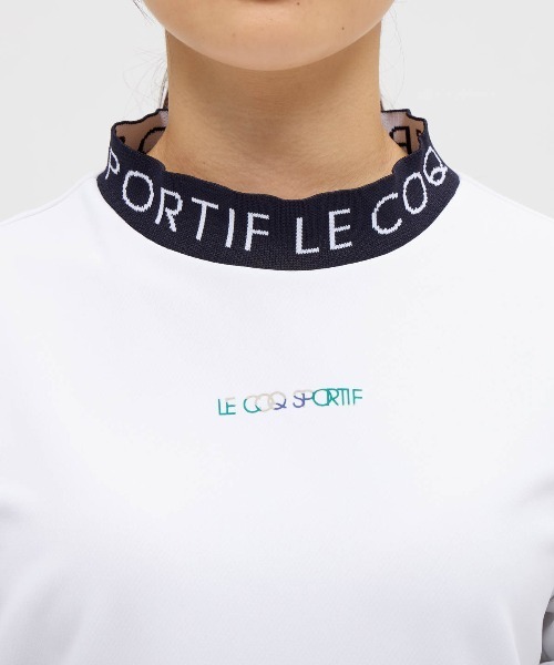 le coq sportif GOLF(ルコックスポルティフゴルフ)の「【le coq sportif GOLF】ワイドシルエットモックネック半袖シャツ ゴルフウェア(Tシャツ/カットソー・レディース・ベージュ/ネイビー/ホワイト・S/M/L/XL)」の9枚目の写真