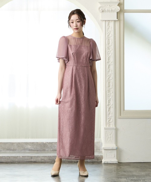 AIMER(エメ)の「ボリュームフレアスリーブフラワーレースロングタイトパーティードレス 結婚式 お呼ばれ ドレス 20代 30代 40代(ドレス・レディース・グレイッシュブルー/ブラック/スモーキーグリーン系/ブラウン/オールドローズ系・SMALL/MEDIUM/LARGE)」の17枚目の写真