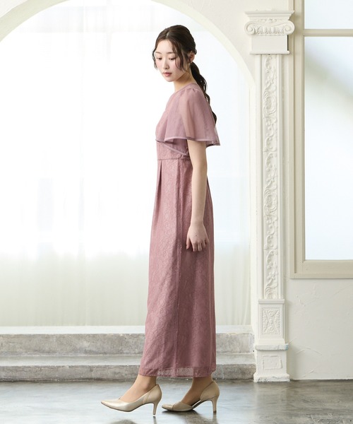 AIMER(エメ)の「ボリュームフレアスリーブフラワーレースロングタイトパーティードレス 結婚式 お呼ばれ ドレス 20代 30代 40代(ドレス・レディース・グレイッシュブルー/ブラック/スモーキーグリーン系/ブラウン/オールドローズ系・SMALL/MEDIUM/LARGE)」の18枚目の写真