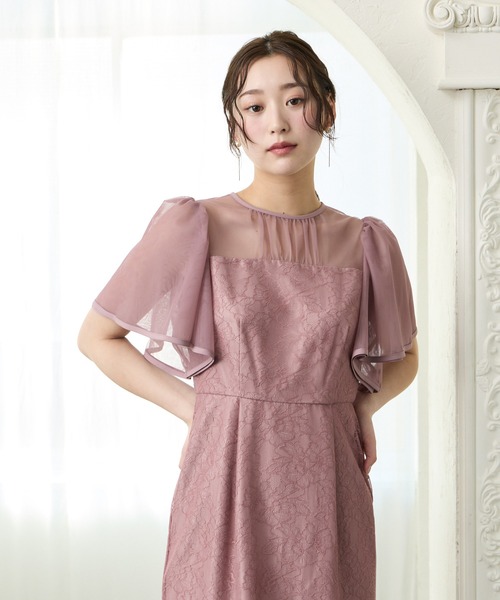 AIMER(エメ)の「ボリュームフレアスリーブフラワーレースロングタイトパーティードレス 結婚式 お呼ばれ ドレス 20代 30代 40代(ドレス・レディース・グレイッシュブルー/ブラック/スモーキーグリーン系/ブラウン/オールドローズ系・SMALL/MEDIUM/LARGE)」の20枚目の写真
