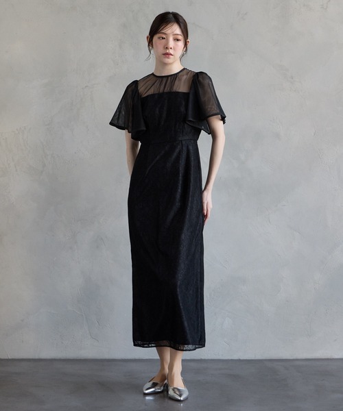 AIMER(エメ)の「ボリュームフレアスリーブフラワーレースロングタイトパーティードレス 結婚式 お呼ばれ ドレス 20代 30代 40代(ドレス・レディース・グレイッシュブルー/ブラック/スモーキーグリーン系/ブラウン/オールドローズ系・SMALL/MEDIUM/LARGE)」の22枚目の写真