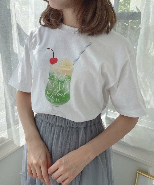 F i.n.t（フィント）の「クリームソーダプリントTシャツ/SweetsCollection（Tシャツ/カットソー・レディース・ホワイト・FREE）」の3枚目の写真