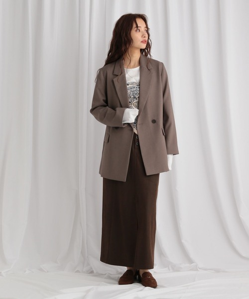 mysty woman（ミスティウーマン）の「【無地＆チェック】アソートダブルジャケット  583342（テーラードジャケット・レディース・グレイッシュベージュ/ベージュ/モカ・FREE）」の17枚目の写真