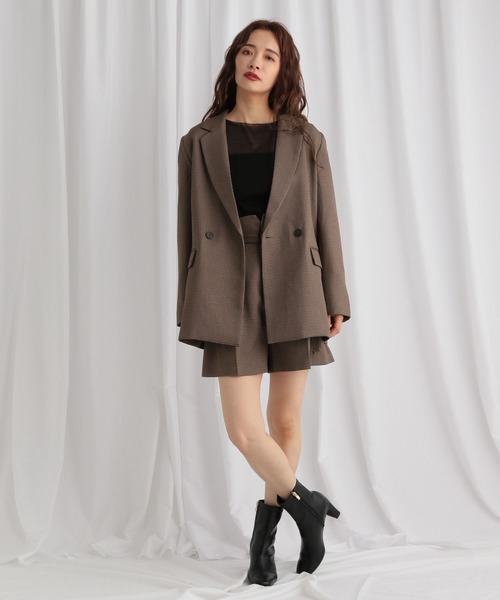 mysty woman（ミスティウーマン）の「【無地＆チェック】アソートダブルジャケット  583342（テーラードジャケット・レディース・グレイッシュベージュ/ベージュ/モカ・FREE）」の19枚目の写真