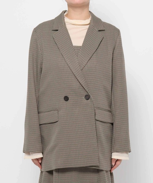 mysty woman（ミスティウーマン）の「【無地＆チェック】アソートダブルジャケット  583342（テーラードジャケット・レディース・グレイッシュベージュ/ベージュ/モカ・FREE）」の20枚目の写真