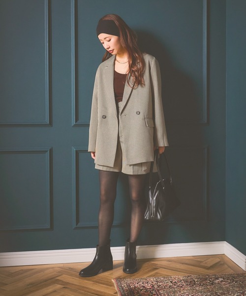 mysty woman（ミスティウーマン）の「【無地＆チェック】アソートダブルジャケット  583342（テーラードジャケット・レディース・グレイッシュベージュ/ベージュ/モカ・FREE）」の9枚目の写真