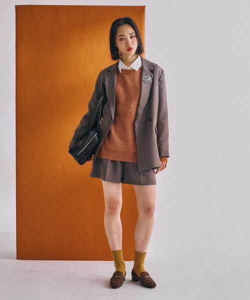 mysty woman（ミスティウーマン）の「【無地＆チェック】アソートダブルジャケット  583342（テーラードジャケット・レディース・グレイッシュベージュ/ベージュ/モカ・FREE）」の11枚目の写真