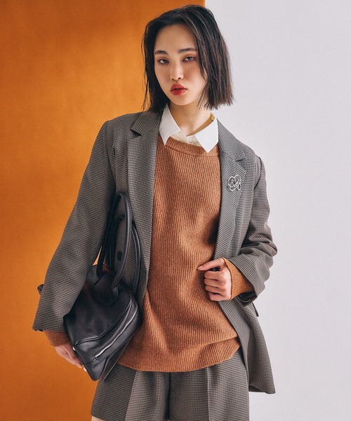 mysty woman（ミスティウーマン）の「【無地＆チェック】アソートダブルジャケット  583342（テーラードジャケット・レディース・グレイッシュベージュ/ベージュ/モカ・FREE）」の12枚目の写真