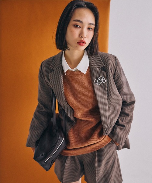 mysty woman（ミスティウーマン）の「【無地＆チェック】アソートダブルジャケット  583342（テーラードジャケット・レディース・グレイッシュベージュ/ベージュ/モカ・FREE）」の13枚目の写真