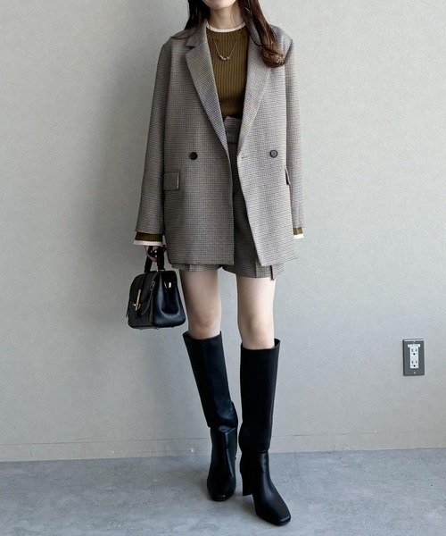 mysty woman（ミスティウーマン）の「【無地＆チェック】アソートダブルジャケット  583342（テーラードジャケット・レディース・グレイッシュベージュ/ベージュ/モカ・FREE）」の19枚目の写真