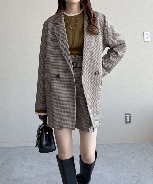 mysty woman（ミスティウーマン）の「【無地＆チェック】アソートダブルジャケット  583342（テーラードジャケット・レディース・グレイッシュベージュ/ベージュ/モカ・FREE）」の20枚目の写真