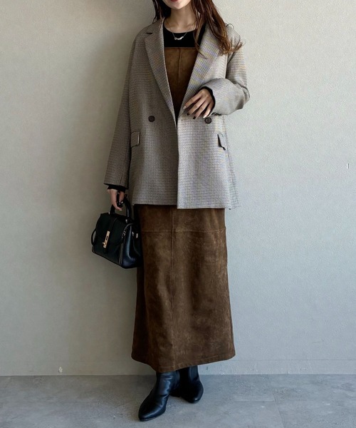 mysty woman（ミスティウーマン）の「【無地＆チェック】アソートダブルジャケット  583342（テーラードジャケット・レディース・グレイッシュベージュ/ベージュ/モカ・FREE）」の17枚目の写真