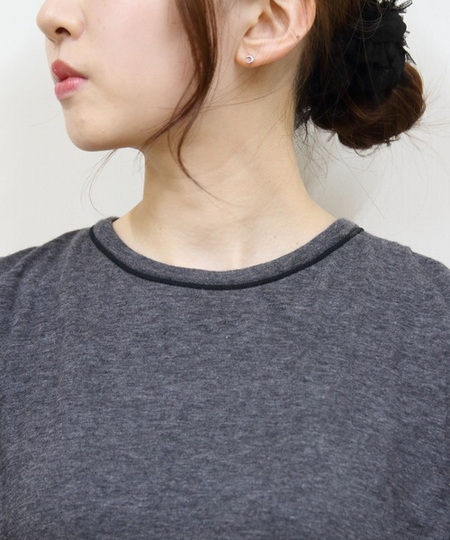 ORCIVAL(オーシバル)の「ORCIVAL/オーシバル ダブルガーゼプルオーバー DOUBLE GAUZE PULLOVER OR-C0497 DCC(Tシャツ/カットソー・レディース・チャコールグレー/オートミール・1)」の3枚目の写真