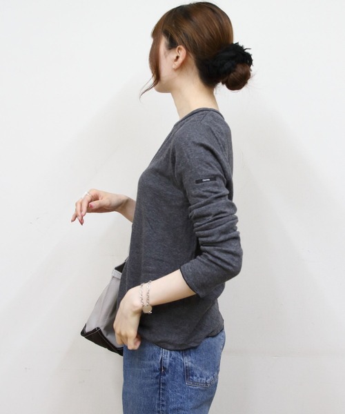 ORCIVAL(オーシバル)の「ORCIVAL/オーシバル ダブルガーゼプルオーバー DOUBLE GAUZE PULLOVER OR-C0497 DCC(Tシャツ/カットソー・レディース・チャコールグレー/オートミール・1)」の7枚目の写真