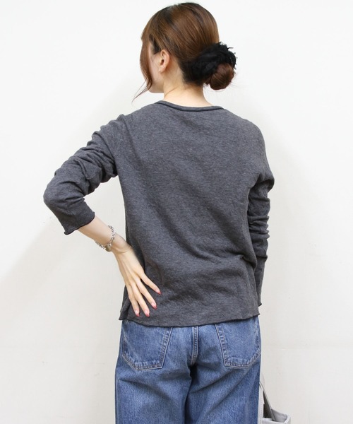 ORCIVAL(オーシバル)の「ORCIVAL/オーシバル ダブルガーゼプルオーバー DOUBLE GAUZE PULLOVER OR-C0497 DCC(Tシャツ/カットソー・レディース・チャコールグレー/オートミール・1)」の8枚目の写真