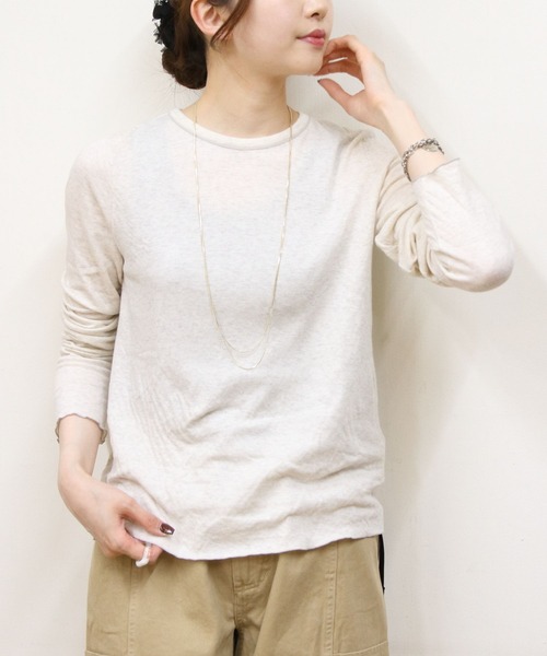 ORCIVAL(オーシバル)の「ORCIVAL/オーシバル ダブルガーゼプルオーバー DOUBLE GAUZE PULLOVER OR-C0497 DCC(Tシャツ/カットソー・レディース・チャコールグレー/オートミール・1)」の13枚目の写真