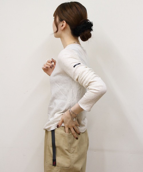 ORCIVAL(オーシバル)の「ORCIVAL/オーシバル ダブルガーゼプルオーバー DOUBLE GAUZE PULLOVER OR-C0497 DCC(Tシャツ/カットソー・レディース・チャコールグレー/オートミール・1)」の14枚目の写真