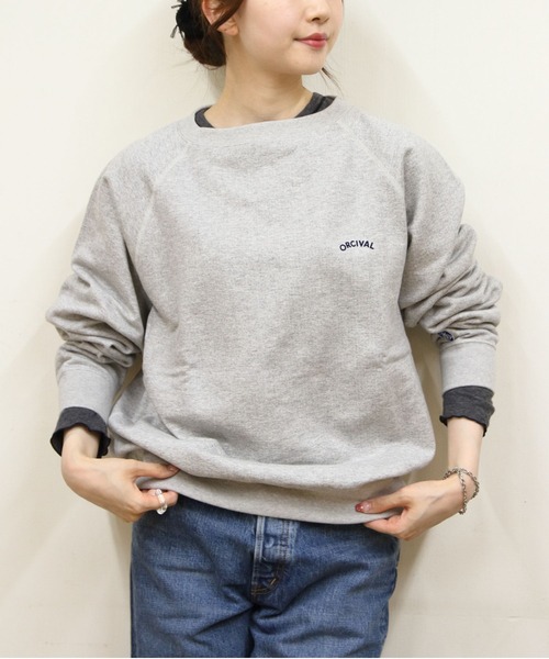 ORCIVAL(オーシバル)の「ORCIVAL/オーシバル ダブルガーゼプルオーバー DOUBLE GAUZE PULLOVER OR-C0497 DCC(Tシャツ/カットソー・レディース・チャコールグレー/オートミール・1)」の9枚目の写真