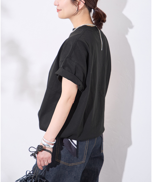 JOURNAL STANDARD（ジャーナルスタンダード）の「《追加7》シャーリングＴシャツ（Tシャツ/カットソー・レディース・ホワイト/ブラウン系その他/ブラック・FREE）」の8枚目の写真