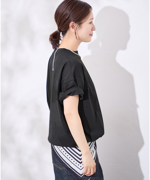 JOURNAL STANDARD（ジャーナルスタンダード）の「《追加7》シャーリングＴシャツ（Tシャツ/カットソー・レディース・ホワイト/ブラウン系その他/ブラック・FREE）」の9枚目の写真