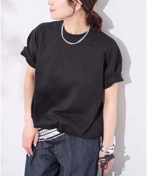 JOURNAL STANDARD（ジャーナルスタンダード）の「《追加7》シャーリングＴシャツ（Tシャツ/カットソー・レディース・ホワイト/ブラウン系その他/ブラック・FREE）」の10枚目の写真
