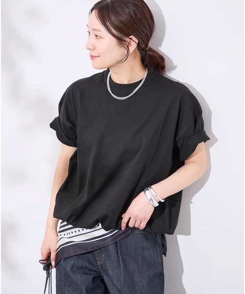 JOURNAL STANDARD（ジャーナルスタンダード）の「《追加7》シャーリングＴシャツ（Tシャツ/カットソー・レディース・ホワイト/ブラウン系その他/ブラック・FREE）」の12枚目の写真