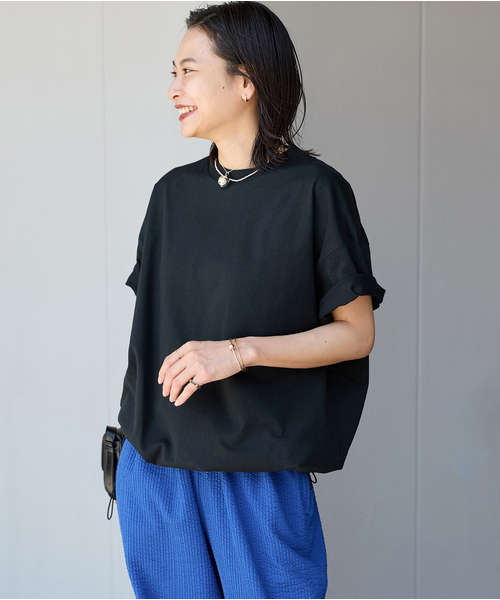 JOURNAL STANDARD（ジャーナルスタンダード）の「《追加7》シャーリングＴシャツ（Tシャツ/カットソー・レディース・ホワイト/ブラウン系その他/ブラック・FREE）」の15枚目の写真