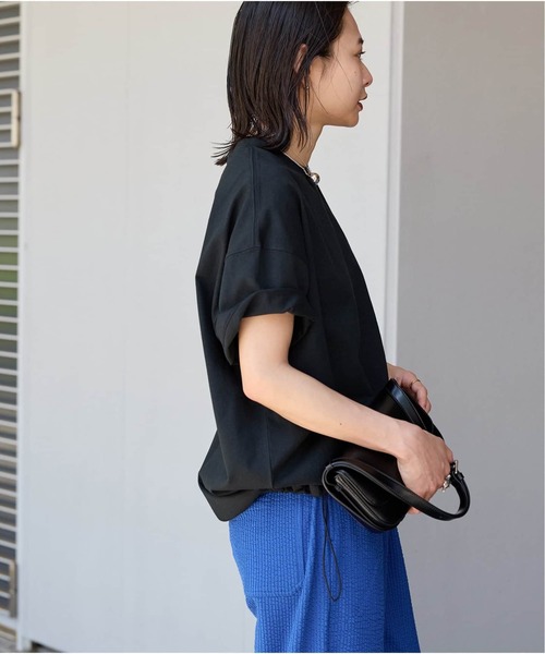 JOURNAL STANDARD（ジャーナルスタンダード）の「《追加7》シャーリングＴシャツ（Tシャツ/カットソー・レディース・ホワイト/ブラウン系その他/ブラック・FREE）」の17枚目の写真