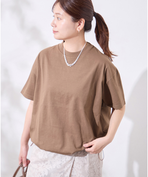 JOURNAL STANDARD（ジャーナルスタンダード）の「《追加7》シャーリングＴシャツ（Tシャツ/カットソー・レディース・ホワイト/ブラウン系その他/ブラック・FREE）」の6枚目の写真
