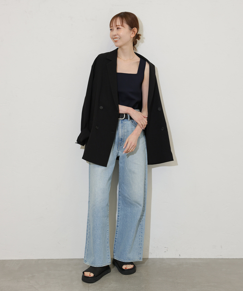 JOURNAL STANDARD（ジャーナルスタンダード）の「《追加4》スクエアネックニットタンク（タンクトップ・レディース・ネイビー/チャコールグレー/アイボリー・FREE）」の5枚目の写真