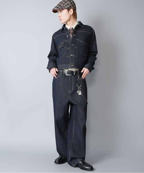 SPINNS（スピンズ）の「【1点使いOK/セットアップも可】短丈デニムジャケット/2ndタイプ/Gジャン/デニムonデニム/ユニセックス（デニムジャケット・メンズ・ネイビー/ワンウォッシュ/ブラック・M/L）」の15枚目の写真