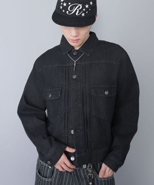 SPINNS（スピンズ）の「【1点使いOK/セットアップも可】短丈デニムジャケット/2ndタイプ/Gジャン/デニムonデニム/ユニセックス（デニムジャケット・メンズ・ネイビー/ワンウォッシュ/ブラック・M/L）」の17枚目の写真