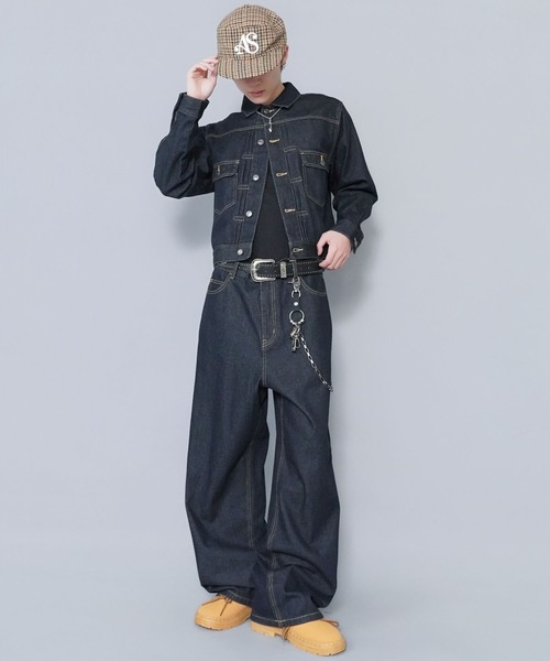 SPINNS（スピンズ）の「【1点使いOK/セットアップも可】短丈デニムジャケット/2ndタイプ/Gジャン/デニムonデニム/ユニセックス（デニムジャケット・メンズ・ネイビー/ワンウォッシュ/ブラック・M/L）」の11枚目の写真