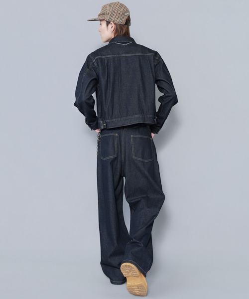 SPINNS（スピンズ）の「【1点使いOK/セットアップも可】短丈デニムジャケット/2ndタイプ/Gジャン/デニムonデニム/ユニセックス（デニムジャケット・メンズ・ネイビー/ワンウォッシュ/ブラック・M/L）」の13枚目の写真