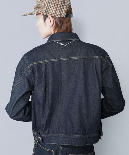 SPINNS（スピンズ）の「【1点使いOK/セットアップも可】短丈デニムジャケット/2ndタイプ/Gジャン/デニムonデニム/ユニセックス（デニムジャケット・メンズ・ネイビー/ワンウォッシュ/ブラック・M/L）」の20枚目の写真