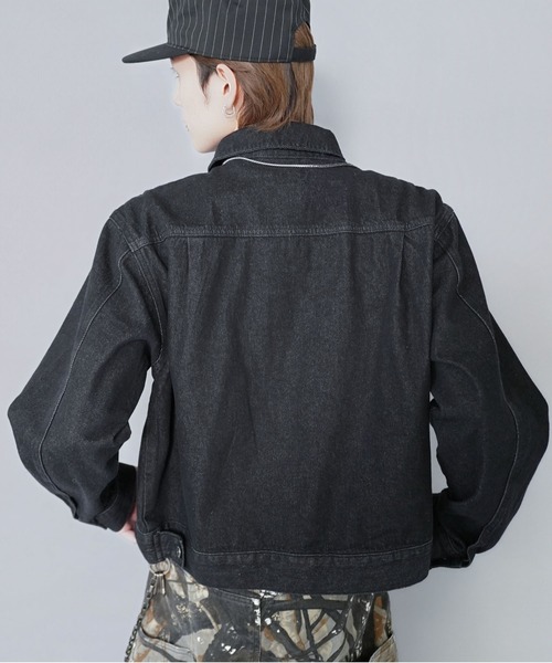SPINNS（スピンズ）の「【1点使いOK/セットアップも可】短丈デニムジャケット/2ndタイプ/Gジャン/デニムonデニム/ユニセックス（デニムジャケット・メンズ・ネイビー/ワンウォッシュ/ブラック・M/L）」の19枚目の写真
