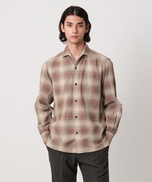 UNITED ARROWS(ユナイテッドアローズ)の「SOKTAS オンブレチェック ワンピースカラーシャツ(シャツ/ブラウス・メンズ・ブラウン系・M/S/L/XL)」の1枚目の写真