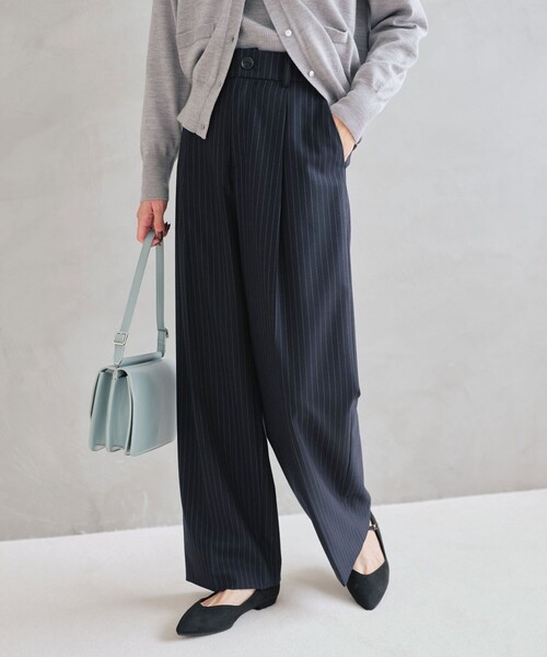 green label relaxing（グリーンレーベルリラクシング）の「［size SHORT/TALLあり］キチントボトムス サキソニー ワイド パンツ（スラックス・レディース・オフホワイト/ブラック/その他1/ベージュ/ダークグレー/その他2/その他3・TALL/40/38/36/SHORT）」の6枚目の写真