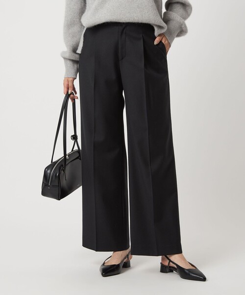 green label relaxing（グリーンレーベルリラクシング）の「［size SHORT/TALLあり］キチントボトムス サキソニー ワイド パンツ（スラックス・レディース・オフホワイト/ブラック/その他1/ベージュ/ダークグレー/その他2/その他3・TALL/40/38/36/SHORT）」の3枚目の写真