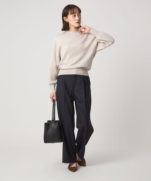 green label relaxing（グリーンレーベルリラクシング）の「［size SHORT/TALLあり］キチントボトムス サキソニー ワイド パンツ（スラックス・レディース・オフホワイト/ブラック/その他1/ベージュ/ダークグレー/その他2/その他3・TALL/40/38/36/SHORT）」の9枚目の写真