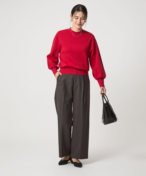 green label relaxing（グリーンレーベルリラクシング）の「［size SHORT/TALLあり］キチントボトムス サキソニー ワイド パンツ（スラックス・レディース・オフホワイト/ブラック/その他1/ベージュ/ダークグレー/その他2/その他3・TALL/40/38/36/SHORT）」の18枚目の写真