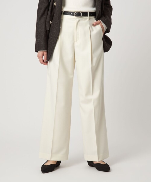 green label relaxing（グリーンレーベルリラクシング）の「［size SHORT/TALLあり］キチントボトムス サキソニー ワイド パンツ（スラックス・レディース・オフホワイト/ブラック/その他1/ベージュ/ダークグレー/その他2/その他3・TALL/40/38/36/SHORT）」の20枚目の写真