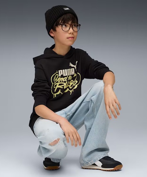 PUMA（プーマ）の「PUMA/プーマ キッズ パーカー ミッド90S フーディ 691185（パーカー・キッズ・ライトブラウン/ブラック・140cm/130cm/160cm/150cm）」の8枚目の写真