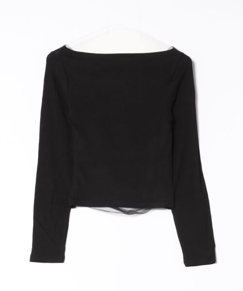 Lace Ladies（レースレディース）の「シアー ドレープ オープンショルダー レイヤード カットソー（Tシャツ/カットソー・レディース・アイボリー/ブラック・FREE）」の3枚目の写真