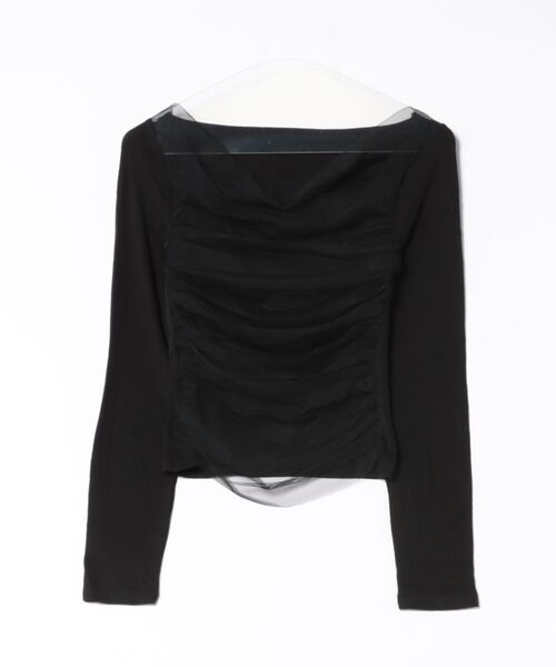 Lace Ladies（レースレディース）の「シアー ドレープ オープンショルダー レイヤード カットソー（Tシャツ/カットソー・レディース・アイボリー/ブラック・FREE）」の11枚目の写真
