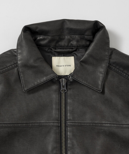 FREAK'S STORE ブラックレザーライダースジャケット FREAK'S STORE ブルゾン アウター LEATHERETTE RIDERS JACKET