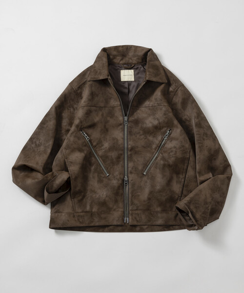 プリーツプリーズ　ライダース風ジャケット　訳あり セール】LEATHERETTE RIDERS JACKET/レザレット ライダース