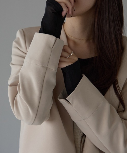 PREFERIR（プレフェリール）の「結婚式 フォーマル セレモニー ノーカラージャケット(S,M,L,XL)（ノーカラージャケット・レディース・ブラック/ベージュ/ネイビー・MEDIUM/LARGE/X-LARGE/SMALL）」の12枚目の写真