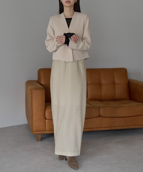 PREFERIR（プレフェリール）の「結婚式 フォーマル セレモニー ノーカラージャケット(S,M,L,XL)（ノーカラージャケット・レディース・ブラック/ベージュ/ネイビー・MEDIUM/LARGE/X-LARGE/SMALL）」の14枚目の写真